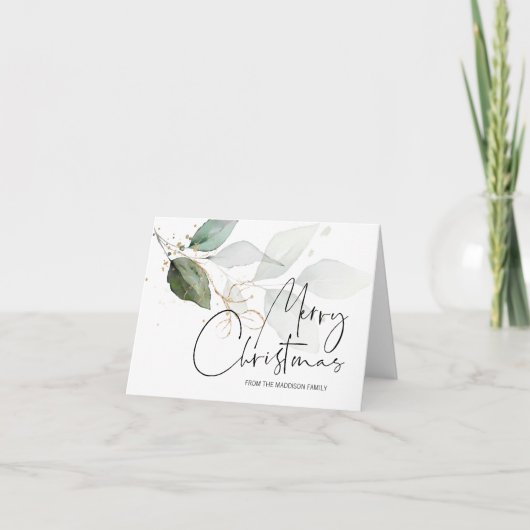 メリークリスマスホリデーグリーティングユーカモダンリプタス カード (正面)