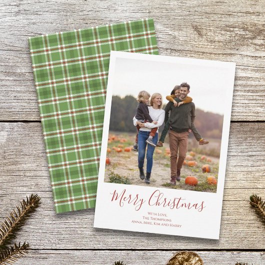 メリークリスマスホリデーグリーンレッドカントリープレイド シーズンカード