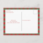 メリークリスマスホリデーグリーンレッドカントリープレイド シーズンポストカード (裏面)