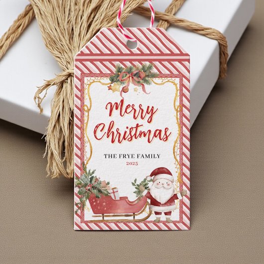 メリークリスマスホリデーサンタスレイキャンディケイン ギフトタグ