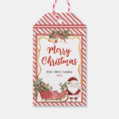 メリークリスマスホリデーサンタスレイキャンディーケーン ギフトタグ (正面)
