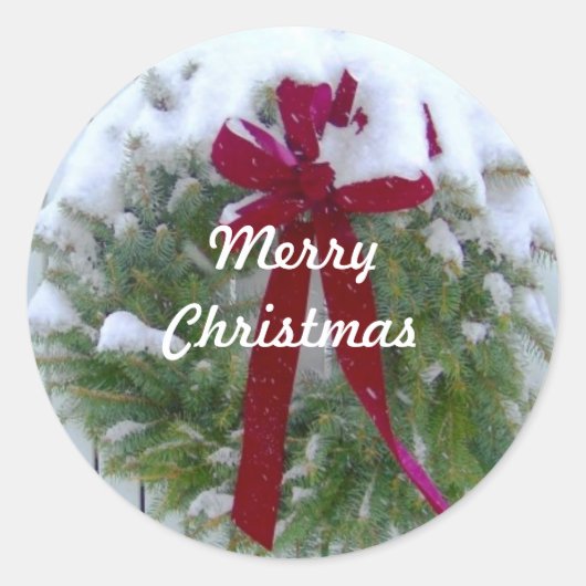 メリークリスマスホリデーシーズンカード封筒用シール ラウンドシール (正面)