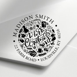 メリークリスマスホリデースクリプトキュート差出人住所 セルフインキングスタンプ