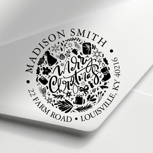 メリークリスマスホリデースクリプトキュート差出人住所 セルフインキングスタンプ