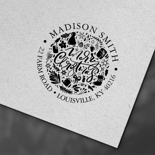 メリークリスマスホリデースクリプトキュート差出人住所 セルフインキングスタンプ