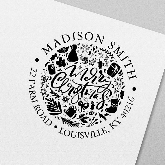 メリークリスマスホリデースクリプトキュート差出人住所 セルフインキングスタンプ