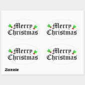 メリークリスマスホリデーステッカー 楕円形シール (シート)