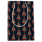 メリークリスマスホリデーズアート抽象芸術クリスマスツリー ミディアムペーパーバッグ (正面)