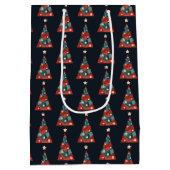 メリークリスマスホリデーズアート抽象芸術クリスマスツリー ミディアムペーパーバッグ (裏面)