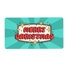 メリークリスマスホリデーズカートルレトロ文字 ラベル