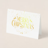 メリークリスマスホリデーズスノーフレークエレガント金ゴールド 箔カード (正面)