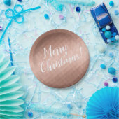 メリークリスマスホリデーズバラ金ゴールドメタリックデザイン ペーパープレート (パーティー)