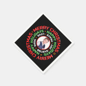メリークリスマスホリデーズファミリーフォトパーソナライズ スタンダードカクテルナプキン (角)