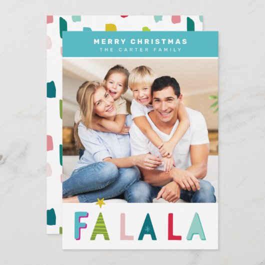 メリークリスマスホリデータイポグラフィアクア シーズンカード (正面/裏面)