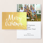 メリークリスマスホリデータイポグラフィゴールドフォイル 箔カード (ディスプレー)