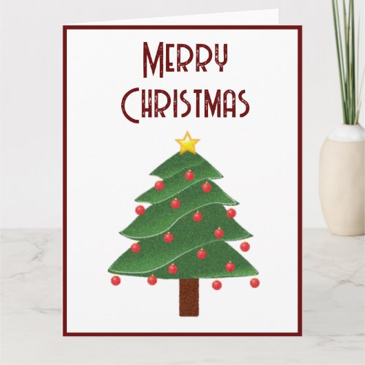 メリークリスマスホリデーツリー折り畳みグリーティングカード カード (正面)