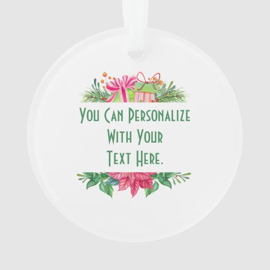 メリークリスマスホリデートリムとストライプ オーナメント (裏面)