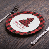 メリークリスマスホリデーバッファローチェックパターン ペーパープレート