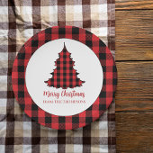 メリークリスマスホリデーバッファローチェックパターン ペーパープレート