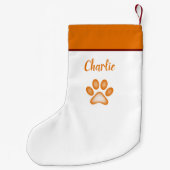 メリークリスマスホリデーパーソナライズされたオレンジ スモールクリスマスストッキング (裏面)