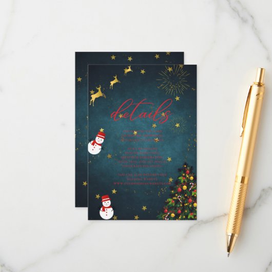 メリークリスマスホリデーパーティーゲスト詳細 エンクロージャーカード (正面/裏面インサイチュ)
