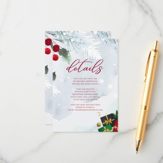 メリークリスマスホリデーパーティーゲスト詳細 エンクロージャーカード (正面/裏面インサイチュ)