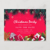 メリークリスマスホリデーパーティー日付を保存 インビテーションポストカード (正面)