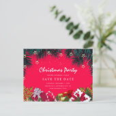 メリークリスマスホリデーパーティー日付を保存 インビテーションポストカード (スタンド正面)