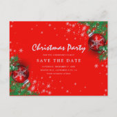 メリークリスマスホリデーパーティー日付を保存 インビテーションポストカード (正面)