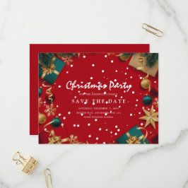 メリークリスマスホリデーパーティー日付を保存 インビテーションポストカード
