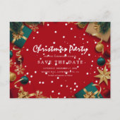 メリークリスマスホリデーパーティー日付を保存 インビテーションポストカード (正面)