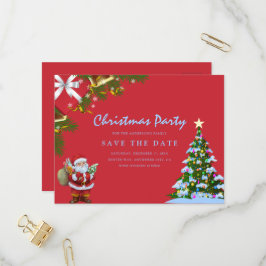 メリークリスマスホリデーパーティー日付を保存 インビテーションポストカード