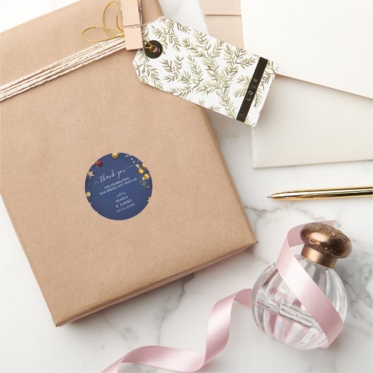 メリークリスマスホリデーパーティー ラウンドシール (ギフト)