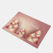 メリークリスマスホリデーピンクカリグラフィスノーフレーク ドアマット (アングル)