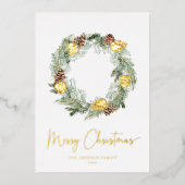 メリークリスマスホリデーフォイルカード 箔招待状 (正面)