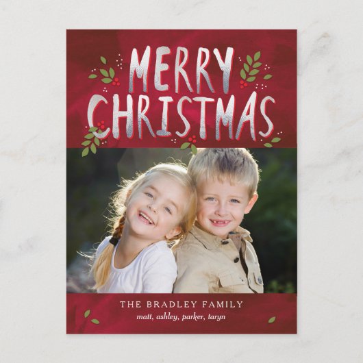 メリークリスマスホリデーフォトカードはがき シーズンポストカード (正面)