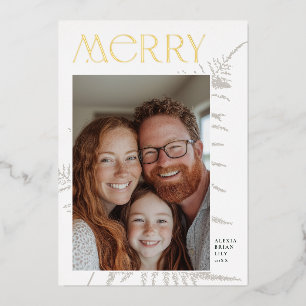 メリークリスマスホリデーフォトカード 箔招待状