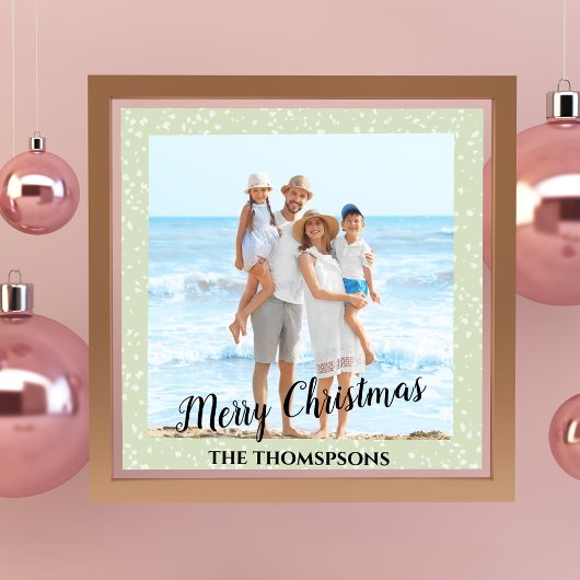 メリークリスマスホリデーフォトグリーン書道 ポスター