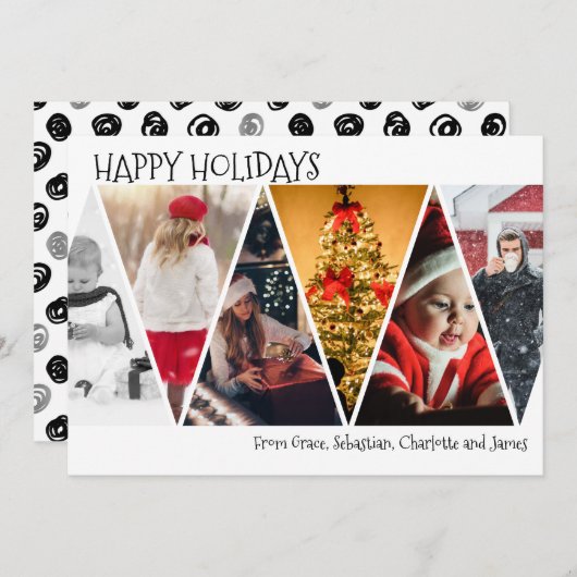 メリークリスマスホリデーフォトコラージュ シーズンカード (正面/裏面)