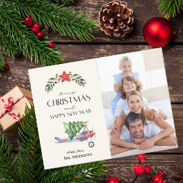 メリークリスマスホリデーフォトツリー機内おもしろい ポストカード