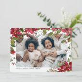 メリークリスマスホリデーフォトポインセチア花 シーズンカード (スタンド正面)