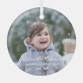メリークリスマスホリデーフォト ガラスオーナメント (正面)