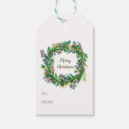 メリークリスマスホリデーリースミディアム抱き枕 ギフトタグ (正面)