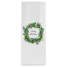 メリークリスマスホリデーリースミディアム抱き枕 ワインギフトバッグ