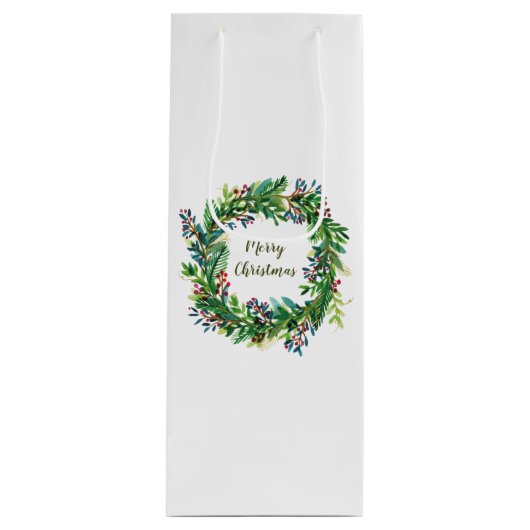 メリークリスマスホリデーリースミディアム抱き枕 ワインギフトバッグ (正面)