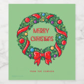 メリークリスマスホリデーリーフパーソナライズされたモダン ワインラベル (シングルラベル)