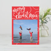 メリークリスマスホリデーレター渦巻き写真カード シーズンカード (スタンド正面)