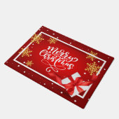 メリークリスマスホリデーレッドカリグラフィ ドアマット (アングル)