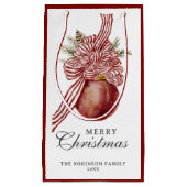 メリークリスマスホリデーレッドストライプのオーナメント スモールペーパーバッグ (正面)