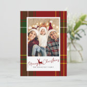 メリークリスマスホリデーレッドタータンチェッククリスマスプレド シーズンカード (スタンド正面)